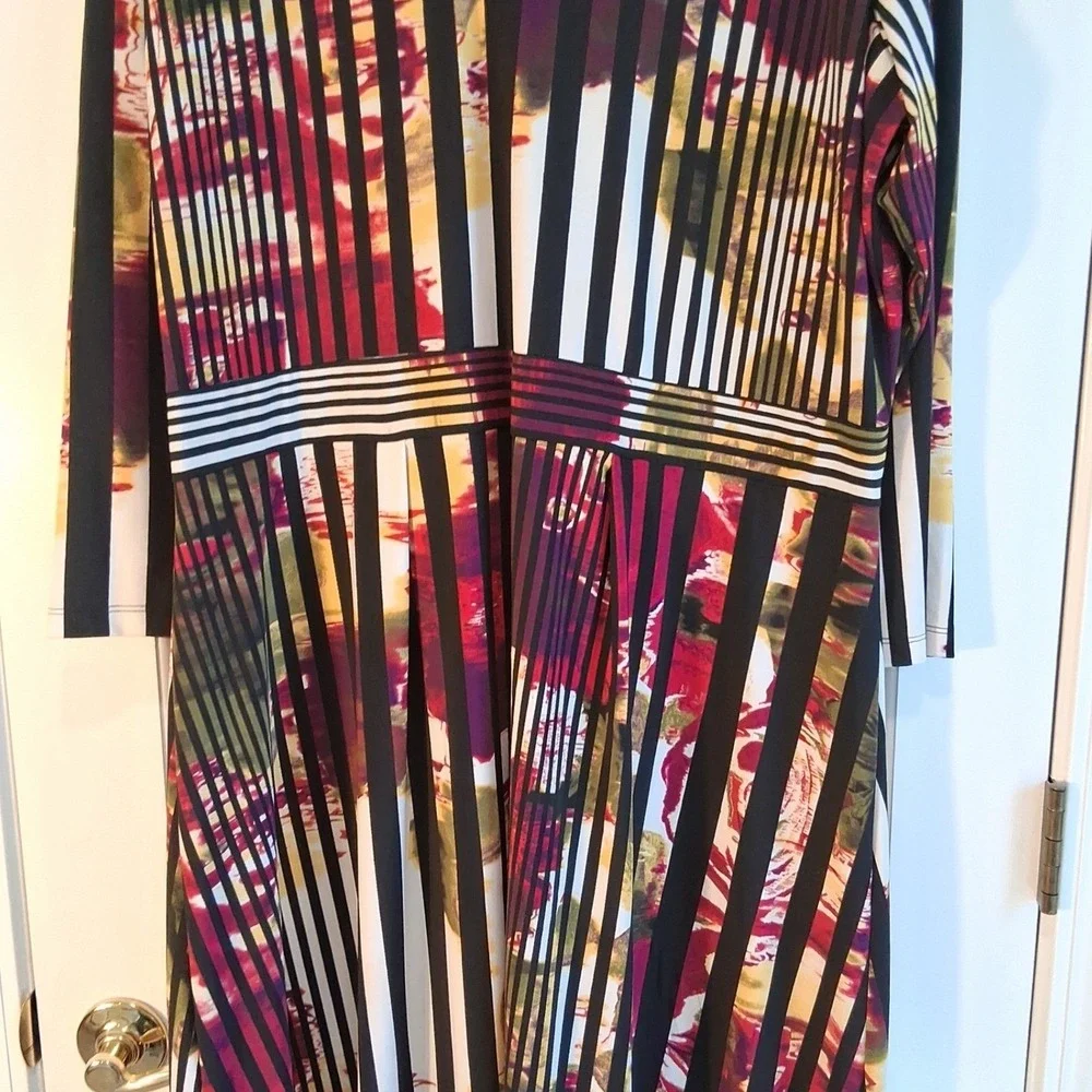 Ashley Stewart Plus Size Maxi Dress 22/24 Striped Floral Boho Wedding Guest - Picture 4 of 12